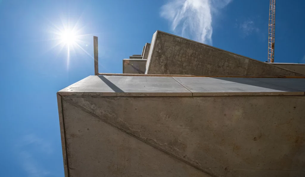 Artistic angle of architectural concrete formwork.