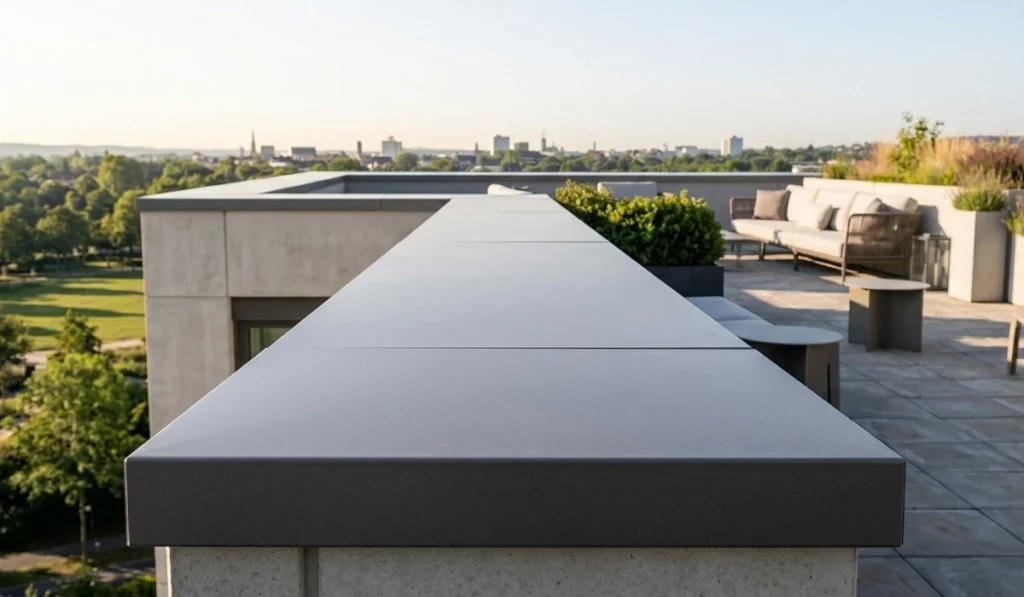 Detailed representation of a modern concrete parapet element
