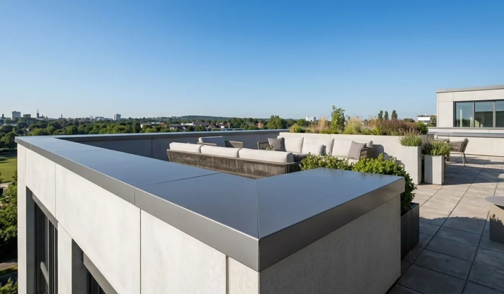 Optimale Parapet-Wandhöhe für Sicherheit auf der Dachterrasse.