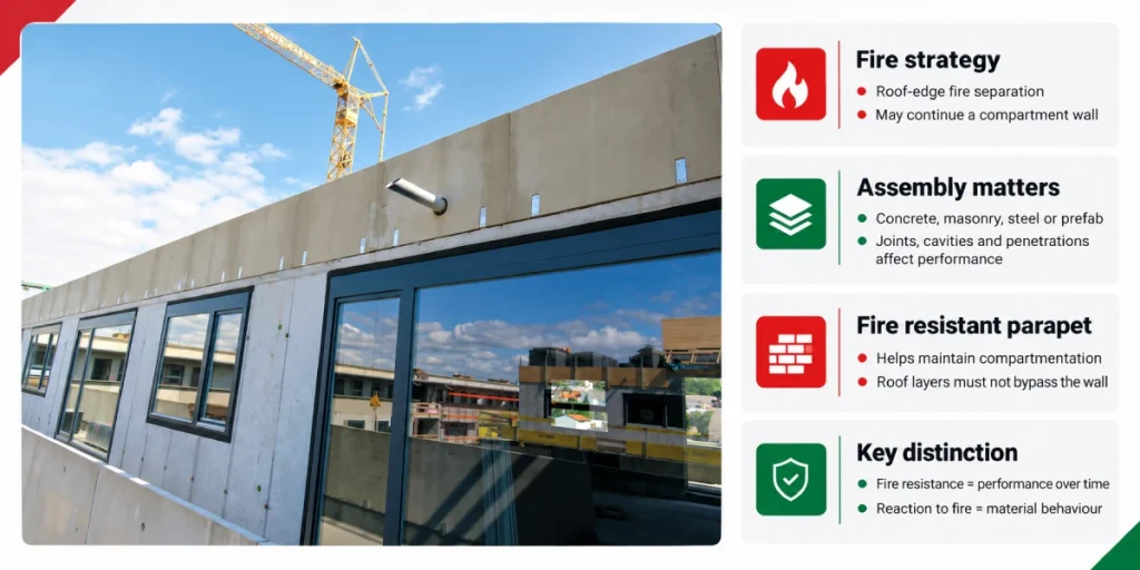 fire resistant roof parapet